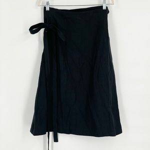 Magic Linen High-Waist Linen Wrap Skirt Seville in Black Women’s Size Medium